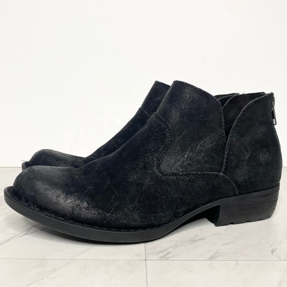 Born Beth Black Distressed Suede Bootie 8 1/2 M - Picture 1 of 14